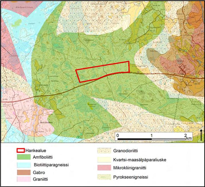 Alueella on suuria korkeuseroja maanpinnan tason vaihdellessa välillä +80 +109 m. Korkeimmat kohdat sijoittuvat hankealueen keskiosiin.