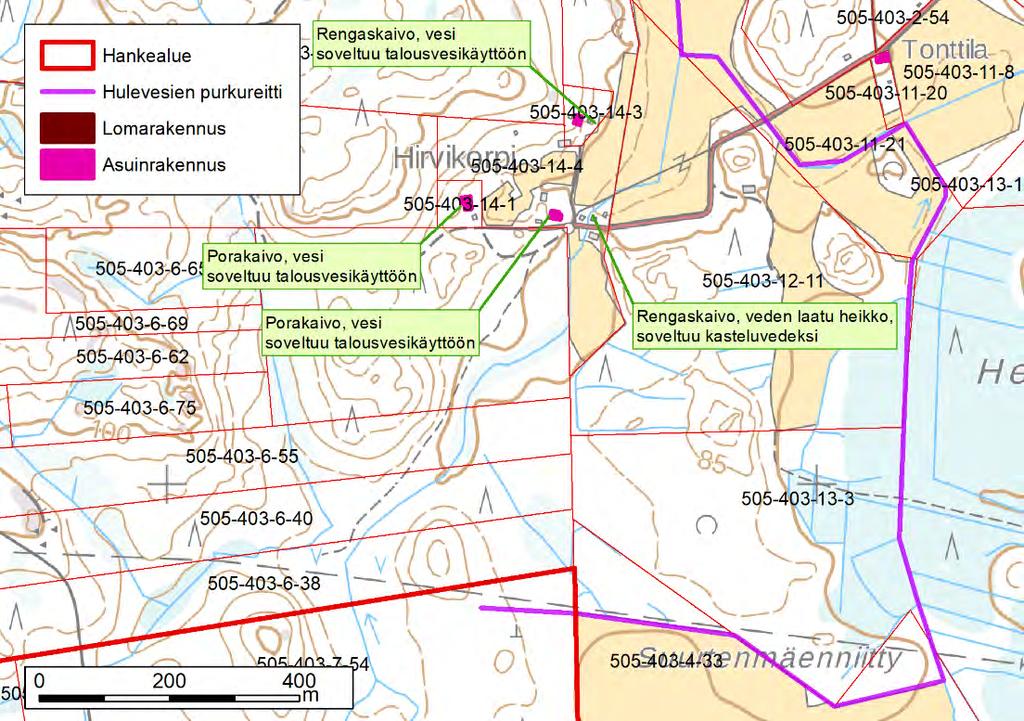 Ympäristövaikutusten arviointiselostus 10.5.2019 56 (104) Pohjavesi Hankealue ei sijaitse luokitellulla pohjavesialueella.