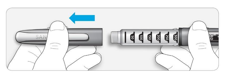 Ta ut en ny cylinderampull från kylskåp minst 1 timme före injektion. Kallt insulin är mer smärtsamt att injicera. 1A. Dra av skyddslocket från AllStar PRO. 1B.