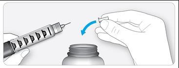 3B. Sätt på nålen rakt och skruva fast den på pennan tills den sitter. Skruva inte på den för hårt. 3C. Ta av det yttre nålskyddet. Spara det till senare. 3D.