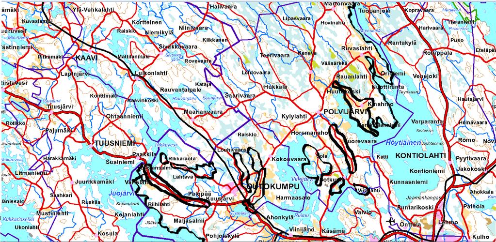Jässi-jätevesihanke Pohjois-Karjala Neuvonta-aluekartasto 2012 2017 LIITE 3 / 10 (18) 10 Polvijärvi / Outokumpu MML 2015 10.