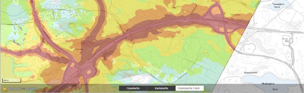 Reseptoripisteiden sijainnit on esitetty liitteen 1 kartassa. Taulukko 2.