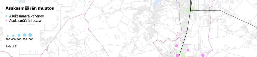 Muutokset Yleiskaava 2030-2016 Nykytilanteesta vuoteen 2030 asukasmäärien