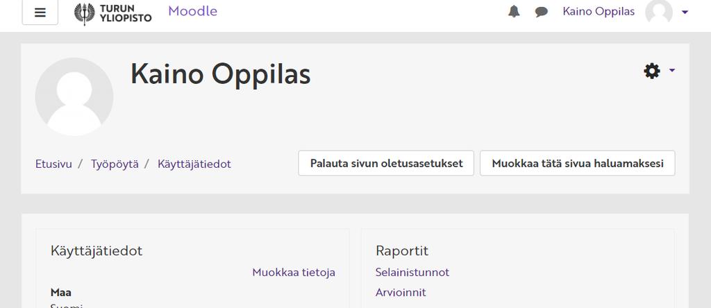 Profiilisi näkyy Moodlessa vain henkilöille jotka ovat samalla kurssilla kanssasi.