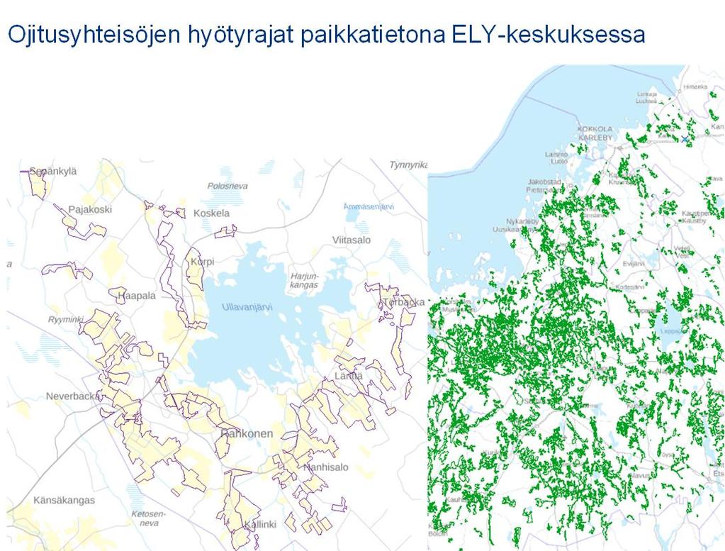 Ojitusyhteisöjen hyötyrajat paikkatietona ELY-keskuksessa 9 Peruskuivatus- ja ojitusasioita 2018