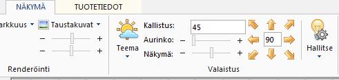 72 Yleisvalaistus Esittely Auringonvalo tulee automaattisesti suunnitelmassa esiin, kun ikkuna tai muu vastaava aukko on lisätty.
