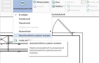81 Tuotteet voidaan numeroida myös Kalusteluettelon paikan
