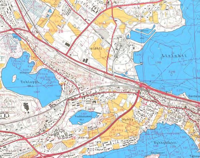 GEOLOGIAN TUTKIMUSKESKUS Geologinen rakenneselvitys 7 Kuva 5. Maanmittauslaitoksen kartta tutkimusalueelta vuodelta 1980.