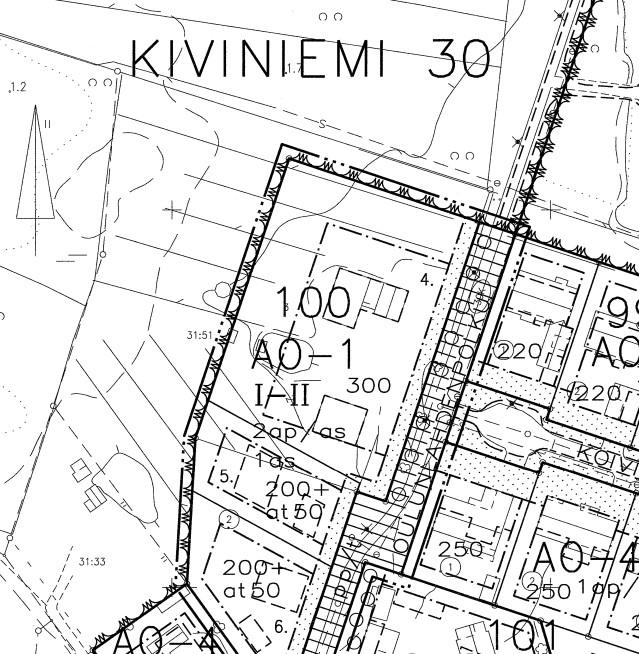 Kerrosluku on I-II ja rakennusoikeutta 300 k-m². Rakennusten ja autopaikoitusten sijainnit on esitetty ohjeellisina. Korttelin idän puoleinen reuna-alue on merkitty istutettavaksi alueeksi.