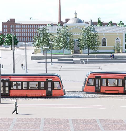 3-4 min VUOROVÄLI KESKUSTASSA 7,5 min VUOROVÄLI PÄIVÄSAIKAAN Tampereen Ratikka Tampereelle rakennetaan kaksihaarainen raitiotie Pyynikintorilta itään Hervantajärvelle ja yliopistolliselle