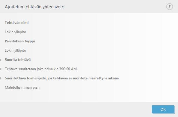 Tarvepohjainen tietokoneen tarkistus Tarkistaa tietokoneen tiedostoja ja kansioita. Päivitä Ajoittaa päivitystehtävän päivittämällä moduulit. 4.