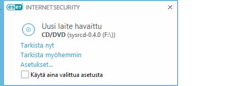 Jos joitakin tartunnan saaneista tiedostoista ei puhdisteta tietokoneen tarkistuksen aikana (tai jos puhdistustasoksi on määritetty Ei puhdistusta), näyttöön tulee hälytysikkuna, jossa voit valita