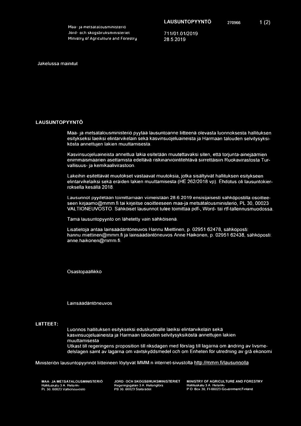 kasvinsuojeluaineista ja Harmaan talouden selvitysyksikösta annettujen lakien muuttamisesta.