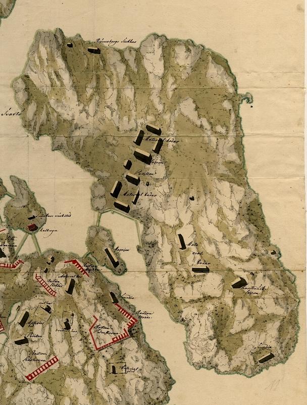 Ote vuoden 1750 yleissilmäyskartasta.