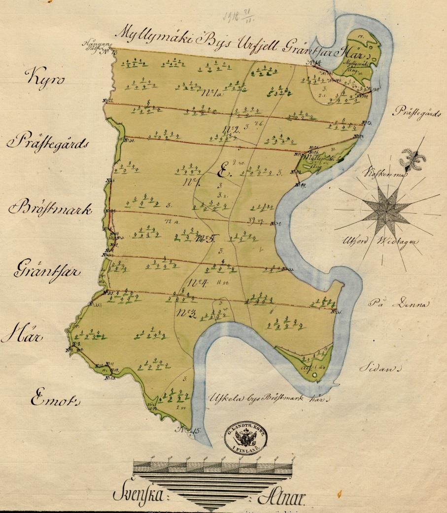 Vanhoja karttoja Ote v. 1784 kartasta.