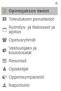 Opintojakson toteutus Opintojakson toteutus = Korpin kurssi Jos Korppiin halutaan useita kurssitoteutuksia, tulee KOVSiin tehdä yhtä monta opintojakson toteutusta Opintojakson tiedot (OPS) Näitä