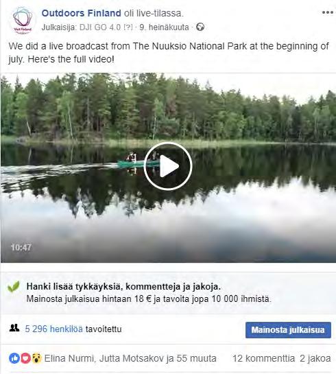 Visit Finlandin ja Outdoors Finlandin Facebook -kanavien seuraajien profiilit ovat nähtävissä taulukossa 2.