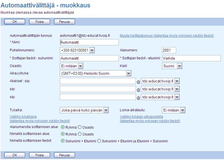 Automaattivälittäjä vastaa puheluihin ja voi esittää räätälöidyn viestin soittajalle.