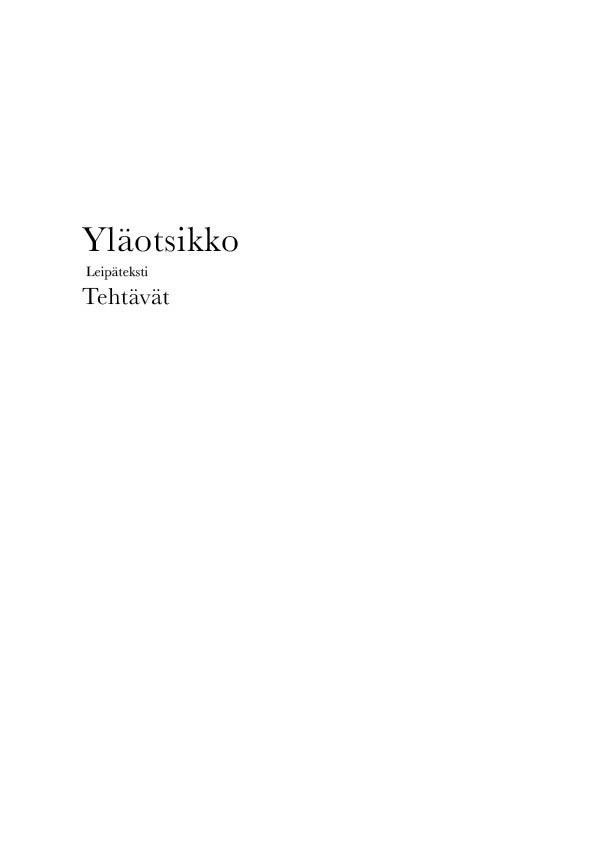 Otsikoiden ja leipätekstin fonttina käytin Baskerville-fonttia, joka perustuu John Baskervillen 1700- luvulla suunnittelemaan fonttiin.
