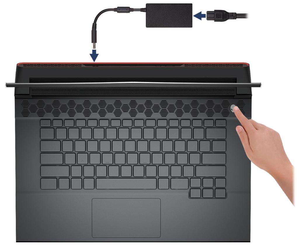 Alienware m15 R2:n määrittäminen HUOMAUTUS: Tämän asiakirjan kuvat saattavat poiketa