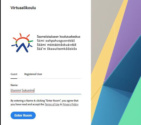 Kytke langalliset USB-headsetit sekä web-kamera tietokoneeseen jo ennen Adobe Connectin käynnistämistä.
