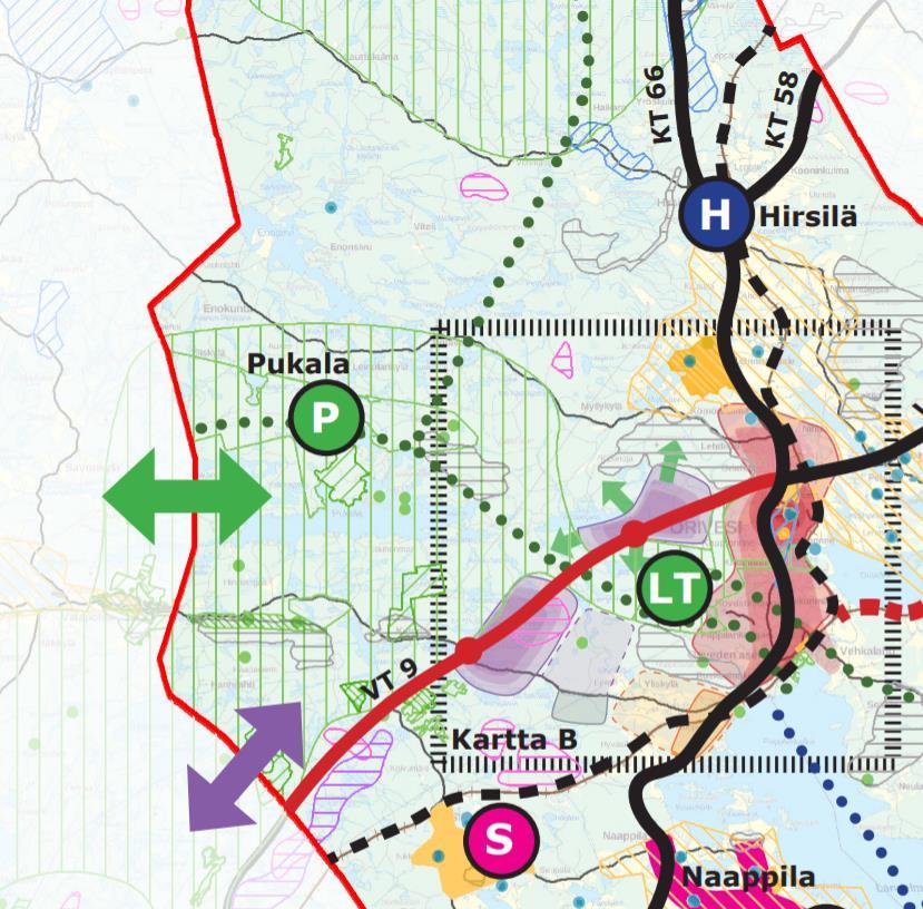 Oriveden strateginen yleiskaava Tavoiteltava ulkoiluverkosto Kaupungin keskeiset taajamat, kylät sekä matkailun ja virkistyksen paikat