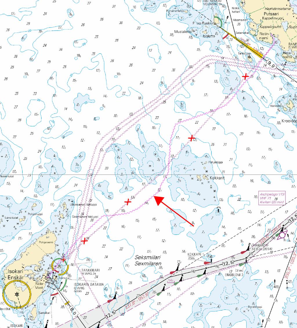Kuva viitteeksi, karttaotteet ei merikartan mittakaavassa / Bild för referens, kortutdrag inte i sjökortets skala / Image for reference, chart extracts not to scale of chart ( Traficom,