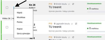 tapahtumat ryhmään.