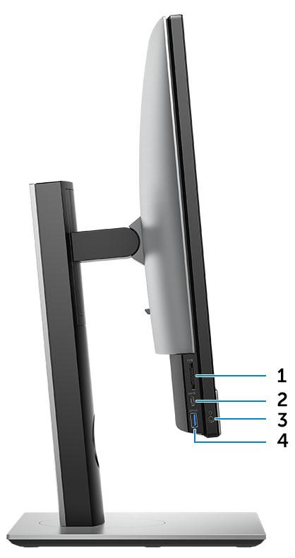 Näkymä kotelon vasemmasta sivusta 1 SD-kortinlukija 2 USB 3.