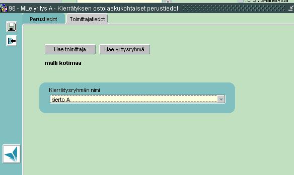 15(48) Toimittajatiedot-välilehti Tällä välilehdellä voidaan määrittää toimittaja- tai yritysryhmäkohtainen oletuskierrätysryhmä. Oletuskierrätysryhmän tarkistuksen ensisijaisuusjärjestys: 1.