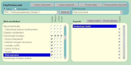 44(48) Käyttöoikeudet Web-maksatus tulee käyttöön, kun Palvelunhallinnan Web-sovelluksista Ostolaskujen kierrätyksen Web-maksatus