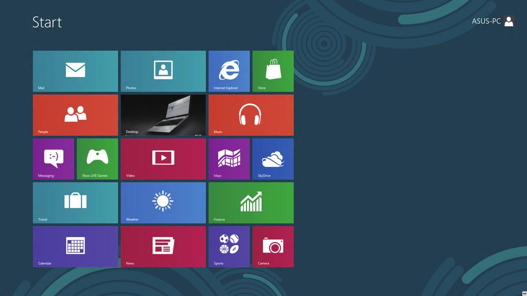 Windows -käyttöliittymä (UI) Windows 8:ssa on vierekkäisiin ruutuihin perustuva käyttöliittymä (UI), joka mahdollistaa Windows -sovellusten helpon organisoinnin ja käytön Käynnistysnäytössä.