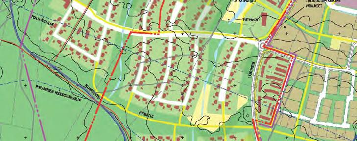 Keskeiseen itälänsisuuntaiseen viheralueeseen osuu runsaasti alueen parhaimpia metsäkuvioita tai niiden osia.