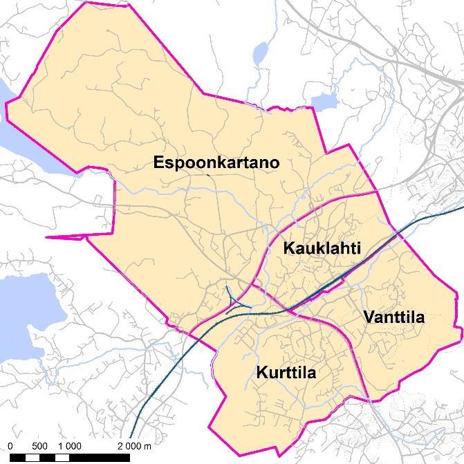 Espoonlahden ja Länsiväylän suuntaan yhdystienä toimii Kauklahdenväylä, joka on tärkeä poikittaisyhteys Espoossa.