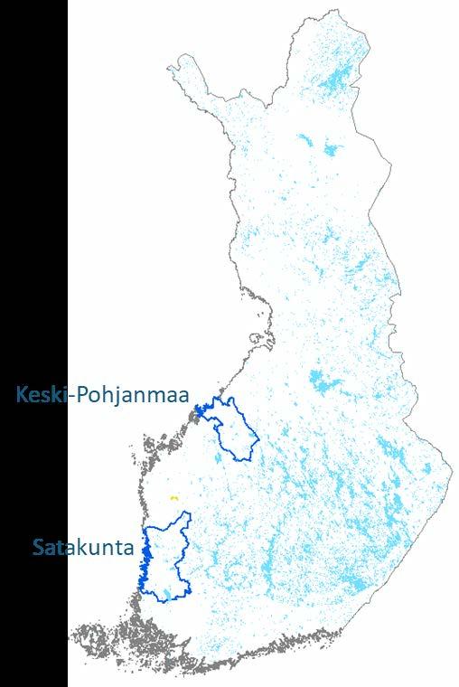 6 (70) 2.2 Testialueet ja aineiston rajaus Projektin käynnistyskokouksessa määriteltiin testialueiksi Keski-Pohjanmaa ja Satakunta.