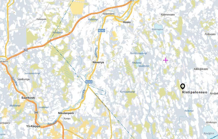 1 1. JOHDANTO Ristipalonsuon turvetuotantoalue sijaitsee Ranuan kunnassa, noin 9,5 km Hosion kylästä kaakkoon. Turvetuotantoalueen kokonaispinta-ala auma-alueineen 1,7 ha.