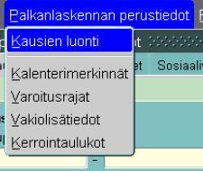 Kun palkkakaudet on perustettu, näkyvät Keskiansiokauteen kuuluvat palkkakaudet -listalla ne palkkakaudet, jotka on kytketty kyseiseen lomavuoteen.