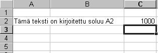 Tekstin ja lukujen kirjoittaminen 1. aktivoi se solu johon haluat syöttää tietoa (valitse hiirellä klikkaamalla tai nuolinäppäimillä) 2.kirjoita numero tai tekstiä 3.