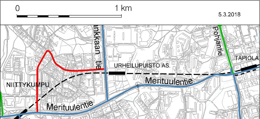 8 (16) Kuva: Ajoneuvo ja raideliikenteen tavoiteverkko (3/2018) Espoon kaupunki.