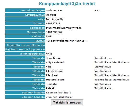 3.2 Oikeuksien hallinta palvelunhallinta apuohjelmassa Ympäristön pääkäyttäjä antaa Visma Fivaldin luomalle kumppanikäyttäjälle Palvelunhallinta-apuohjelmassa (Visma Fivaldin Java-puolella Muut >