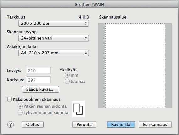 Skannaaminen tietokoneen avulla TWAIN-ohjainasetukset 6 1 2 3 4 5 6 6 (Brother TWAIN -näyttö tukee kieliä, jotka on määritetty käyttämässäsi TWAIN-yhteensopivassa sovelluksessa.