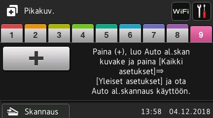 Yleistietoja 9 SharePointiin Paina tätä, kun haluat käyttää Skannaa SharePointiin -toimintoa. 10 Sovellukset Paina tätä, kun haluat yhdistää Brother-laitteen Brotherin sovellusvalikkoon.