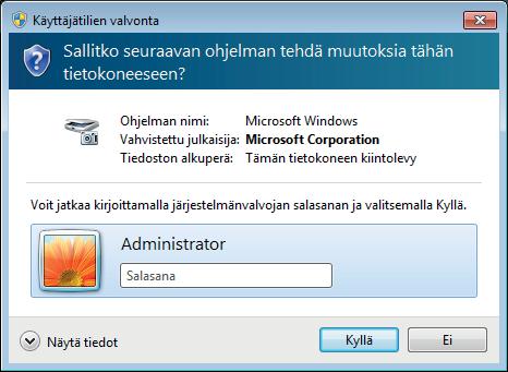 1 ja Windows 10) Jos Käyttäjätilien valvonta -näyttö tulee näkyviin, toimi seuraavasti: Käyttäjät,