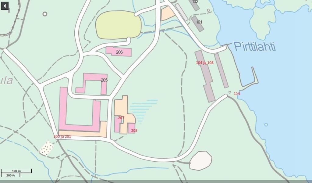 Oma kylmälaukku tai vastaava omaan huoneeseen Eva ita koulutuksiin Leirimaksujen maksukuitti LEIRIALUEEN KARTTA Rakennukset: 206 Kuntotalo (saunat ja WC:t), edessä oleva kenttä on asuntovaunuille