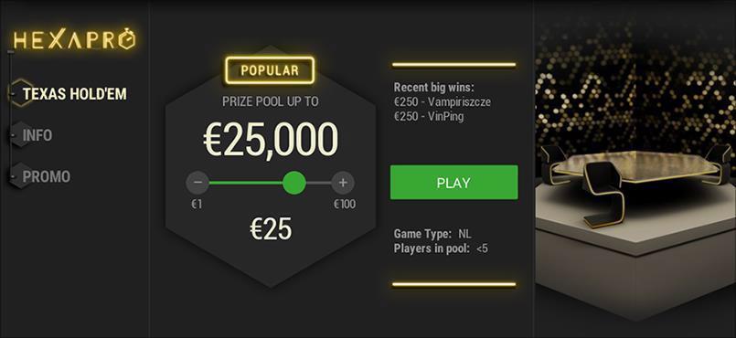 Turnaustyypit HexaPro HexaPro on nopein tapa pelata jopa 1 000 -kertaisista sisäänostoista.