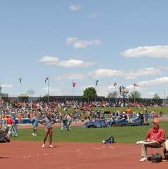 2 million, JJR Architects of Chicago installed lighting for the entire stadium, built a separate throwing area for field events and adapted the grass field inside the track to facilitate soccer.