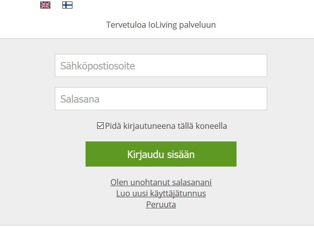 KÄYTÖN ALOITUS ioliving käyttäjätilin luominen 1. Mene selaimella osoitteeseen www. ja valitsemalla sivun yläpalkista Kirjaudu. Kuva 1. Aloitussivun yläpalkki. 2.