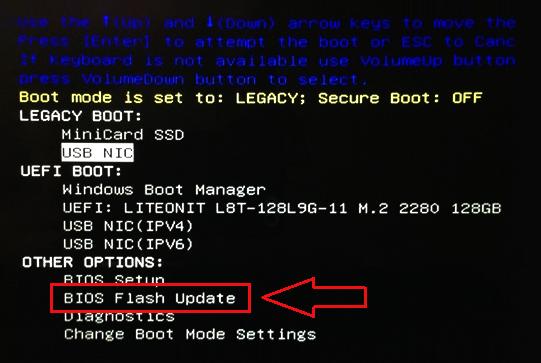 3 Esiin avautuu BIOS-flashvalikko.