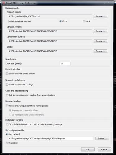 17 Kuva 10. MagiCADin User Preferences -asetusvalikko. 6.4 Tietomallinäkymä Tietomallissa aikaisemmin käsitellyt kojeistot näkyvät kuvien 11 ja 12 mukaisesti.