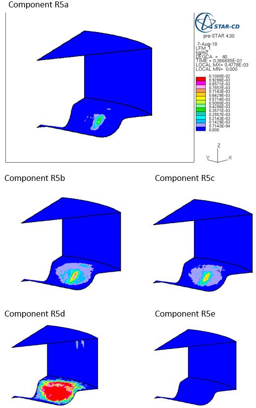 9.3 Appendix 3: Fuel film mass on walls for 5